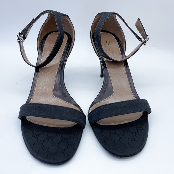 Gucci GG Canvas Ankle Strap Sandal in Black - Picture 3 of 12